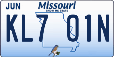 MO license plate KL7O1N