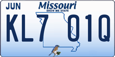 MO license plate KL7O1Q