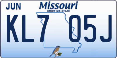 MO license plate KL7O5J