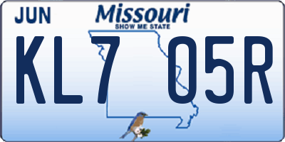 MO license plate KL7O5R