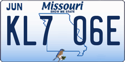 MO license plate KL7O6E