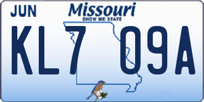 MO license plate KL7O9A