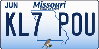 MO license plate KL7P0U