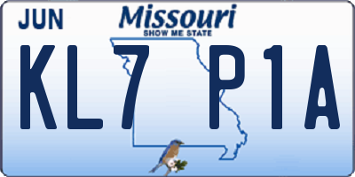 MO license plate KL7P1A
