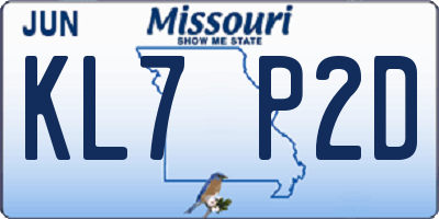 MO license plate KL7P2D