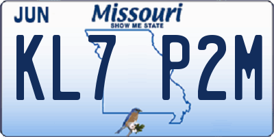 MO license plate KL7P2M