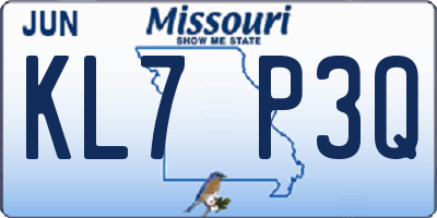 MO license plate KL7P3Q