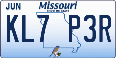 MO license plate KL7P3R