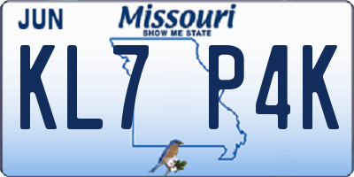 MO license plate KL7P4K