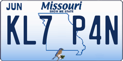 MO license plate KL7P4N
