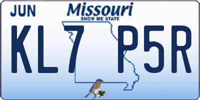 MO license plate KL7P5R