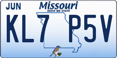 MO license plate KL7P5V