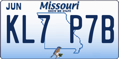 MO license plate KL7P7B