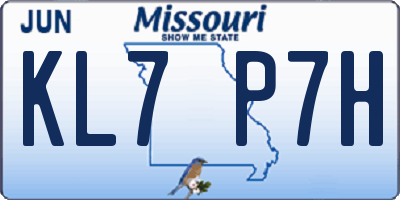 MO license plate KL7P7H