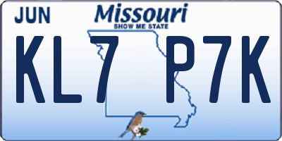 MO license plate KL7P7K