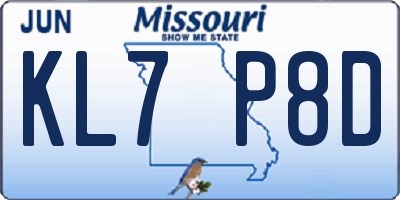 MO license plate KL7P8D
