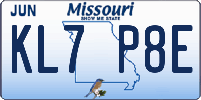 MO license plate KL7P8E