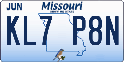 MO license plate KL7P8N