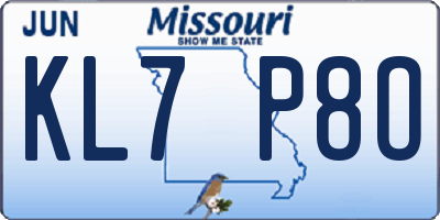 MO license plate KL7P8O