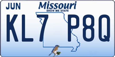 MO license plate KL7P8Q