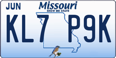 MO license plate KL7P9K