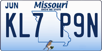 MO license plate KL7P9N