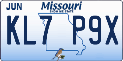 MO license plate KL7P9X