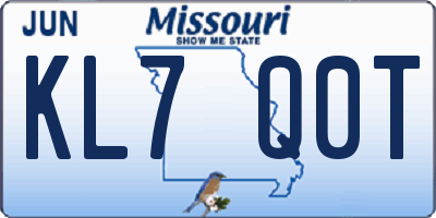 MO license plate KL7Q0T