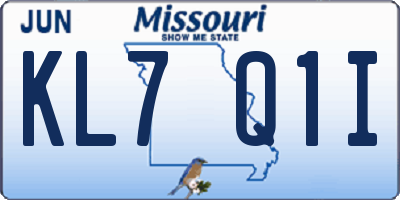 MO license plate KL7Q1I