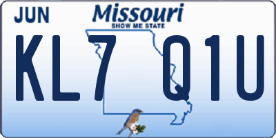MO license plate KL7Q1U