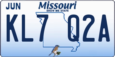 MO license plate KL7Q2A