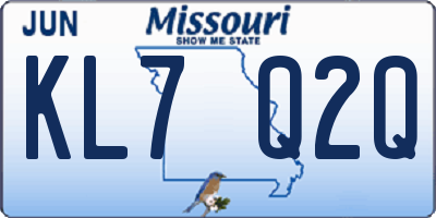 MO license plate KL7Q2Q