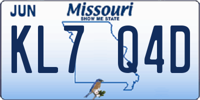 MO license plate KL7Q4D