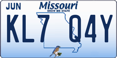 MO license plate KL7Q4Y