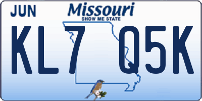 MO license plate KL7Q5K