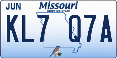 MO license plate KL7Q7A