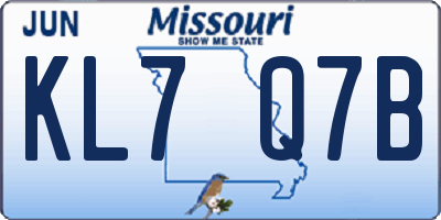 MO license plate KL7Q7B