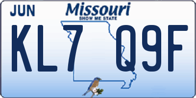 MO license plate KL7Q9F