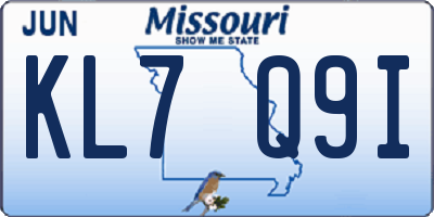 MO license plate KL7Q9I