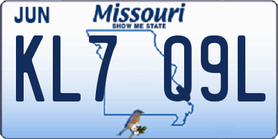 MO license plate KL7Q9L
