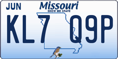 MO license plate KL7Q9P