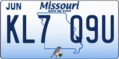 MO license plate KL7Q9U