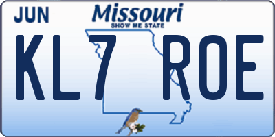 MO license plate KL7R0E