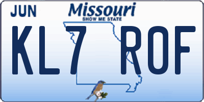 MO license plate KL7R0F