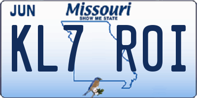 MO license plate KL7R0I
