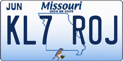 MO license plate KL7R0J