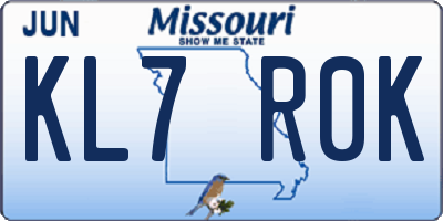 MO license plate KL7R0K