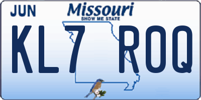 MO license plate KL7R0Q