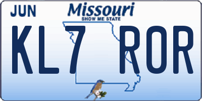 MO license plate KL7R0R