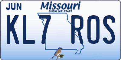 MO license plate KL7R0S